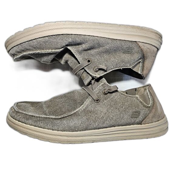 Skechers Melson-Raymon Canvas Slip-on Moccasin Casual Comfort Shoes Taupe sz 9.5 - Picture 3 of 6